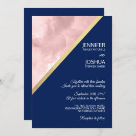 Invitación Boda de Relieve metalizado dorado azul de la Marin