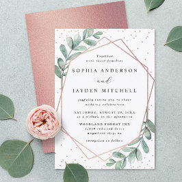 Invitación Boda de Relieve metalizado dorado de Rosa geométri