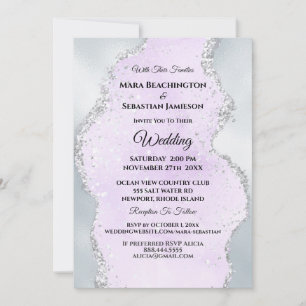 Invitación *~* Boda de Relieve metalizado plateado resumido d