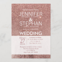 Invitación Boda de Relieve metalizado Rosa  Purpurina de oro 
