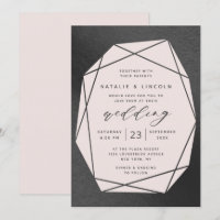 Boda de Relieve metalizado rosa y negro de Gemston