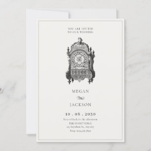Invitación Boda de reloj anticuado de pared