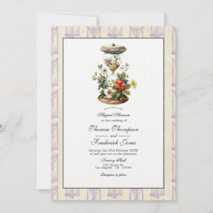 Invitación Boda de Reloj de Arena Floral Vintage