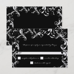 Invitación Boda de remolino elegante en blanco y negro 