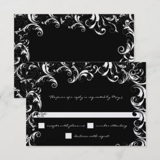 Invitación Boda de remolino elegante en blanco y negro