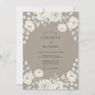 Invitación Boda de remolino floral de crema