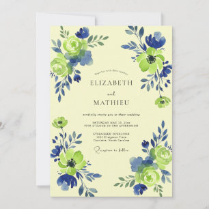 Invitación Boda de remolino floral verde lima