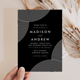 Invitación Boda de remolino geométrico en blanco y negro