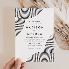 Invitación Boda de remolino geométrico en blanco y negro