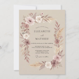Invitación Boda de remolino orgánico rosa polvoriento