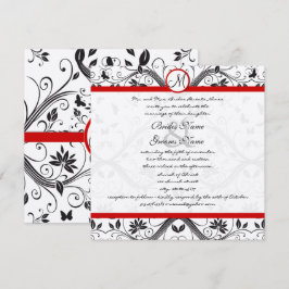 Invitación Boda de remolinos de mariposa de seda negra con ad