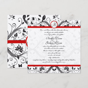 Invitación Boda de remolinos de mariposa de seda negra con ad