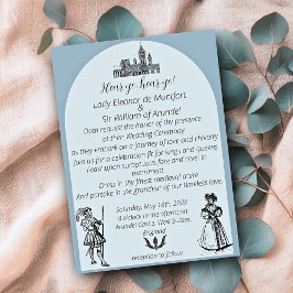 Invitación Boda de Renaixement Medieval en Blau Pols Arquejat