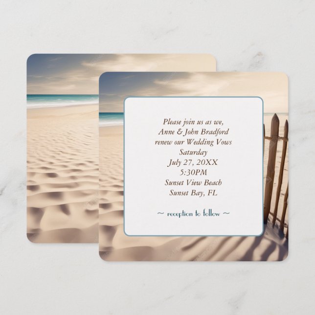 Invitación Boda de renovación de Beach Vow (Anverso / Reverso)