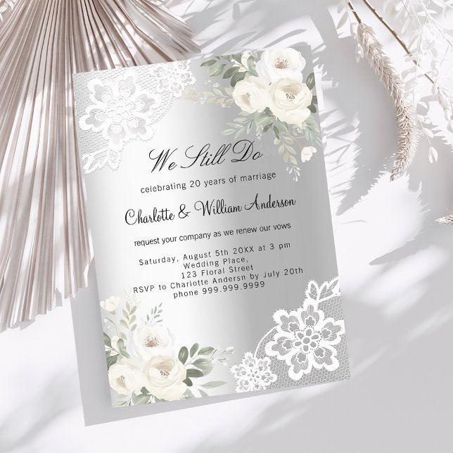 Invitación Boda de renovación de la promesa floral de encaje  (Subido por el creador)