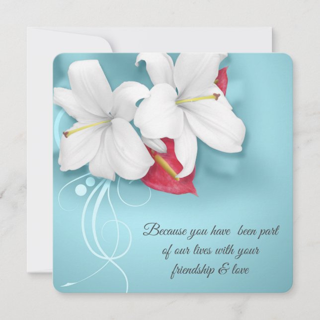 Invitación Boda de Renovación de Lirio Blanco y Rojo Vow (Anverso)