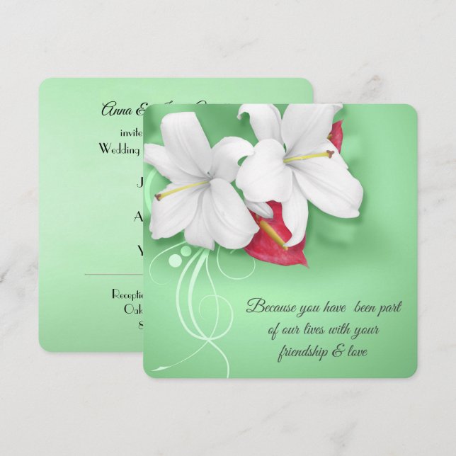 Invitación Boda de Renovación de Lirio Blanco y Rojo Vow (Anverso / Reverso)