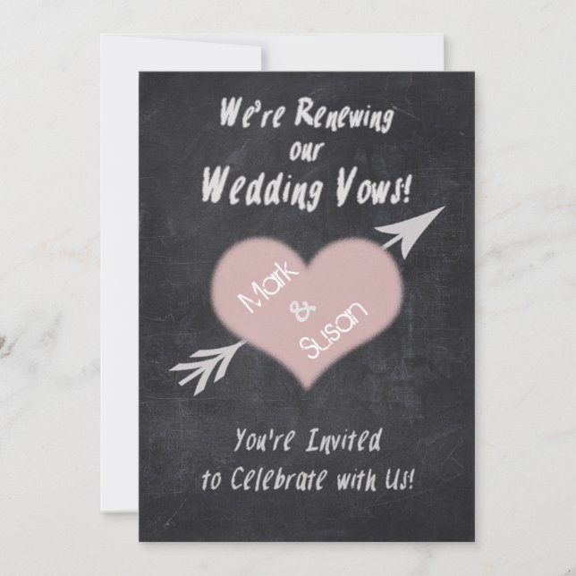 INVITACIÓN BODA DE RENOVACIÓN DE VOTOS DE CHALKBOARD INVITACI (Anverso)