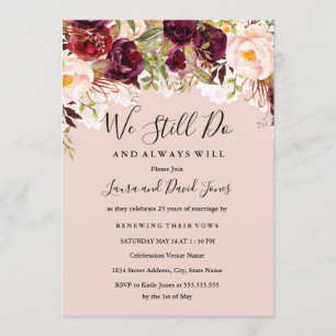 Invitación Boda de renovación de votos de encaje floral de me