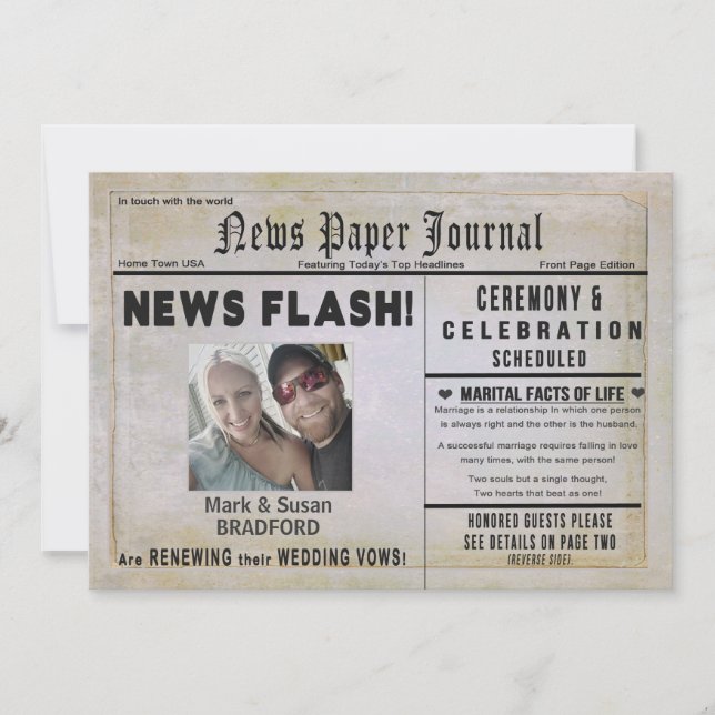 Invitación Boda de renovación promete invitación, nuevo papel (Anverso)