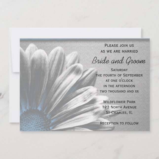 Invitación Boda de resaltados florales azules claros (Anverso)