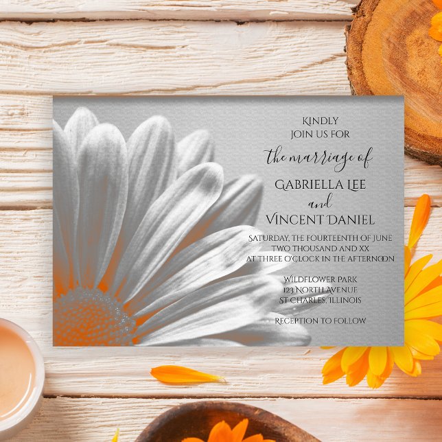 Invitación Boda de resaltados florales de naranja (Subido por el creador)