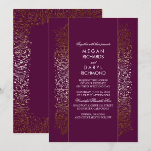 Invitación Boda de respiración del bebé dorado y ciruela vent