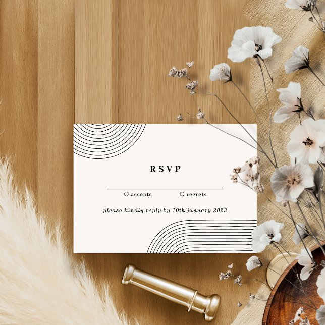 Invitación Boda de respuesta amable de Black White Simple Lin (Subido por el creador)