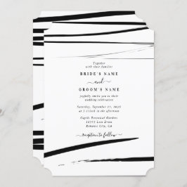 Invitación Boda de resumen blanco negro moderno
