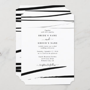 Invitación Boda de resumen blanco negro moderno