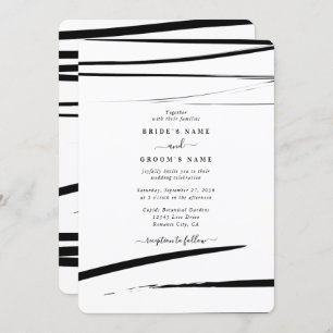 Invitación Boda de resumen blanco negro moderno