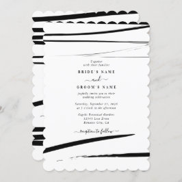Invitación Boda de resumen blanco negro moderno