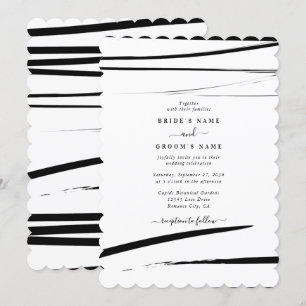 Invitación Boda de resumen blanco negro moderno