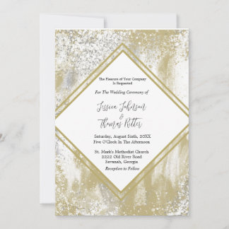 Invitación Boda de resumen de bandeja dorada y plateada con m