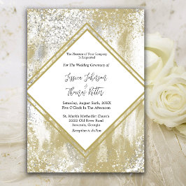 Invitación Boda de resumen de bandeja dorada y plateada con m