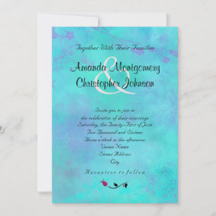 Invitación Boda de resumen de color turquesa y púrpura