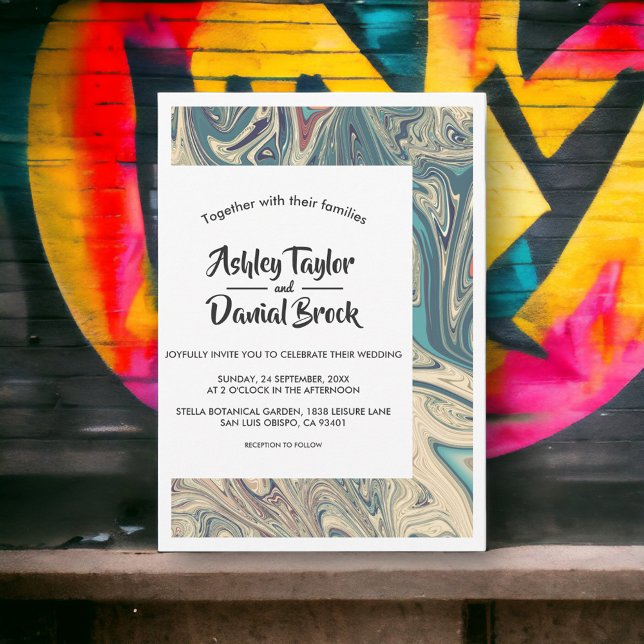 Invitación Boda de resumen de la tierra bohemia mínima modern (Subido por el creador)
