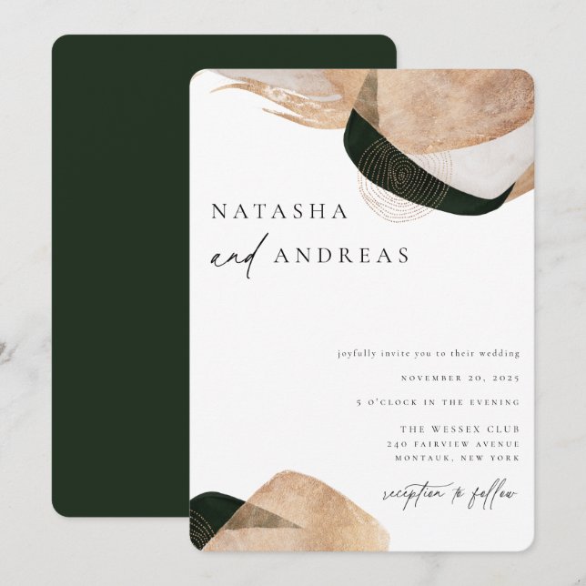Invitación Boda de resumen de Moda contemporánea (Anverso / Reverso)