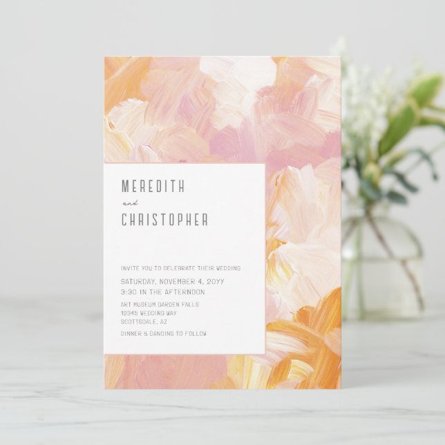 Invitación Boda de resumen de pinturas modernas (Anverso de pie)