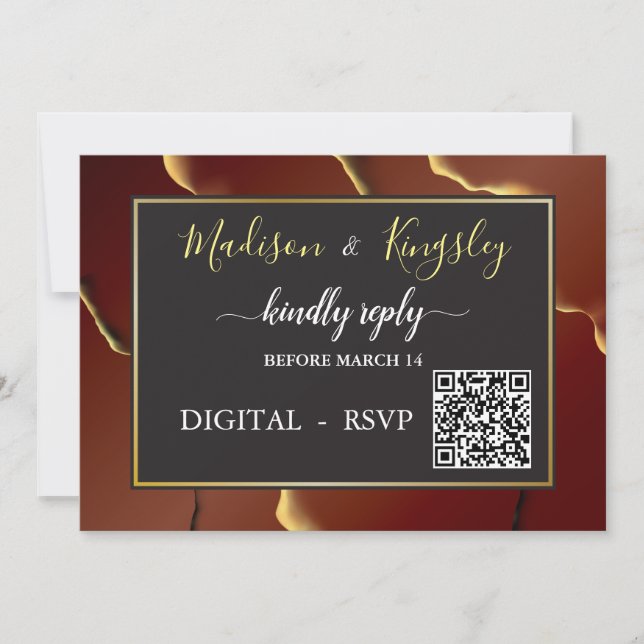 Invitación boda De Resumen Elegante De Oro De Borgoña 🤵 (Anverso)