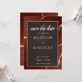 Invitación boda De Resumen Elegante De Oro De Borgoña 🤵