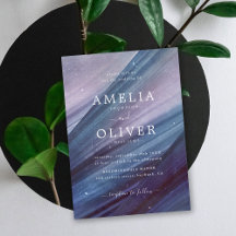 Boda de resumen Minimalista azul y púrpura moderno