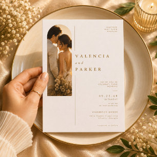 Invitación Boda de retrato arqueado de lujo