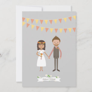 Invitación Boda de retrato de pareja Personalizado ilustrado