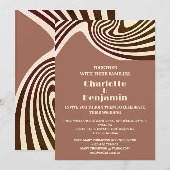 Invitación Boda de Retro 70 (Anverso / Reverso)