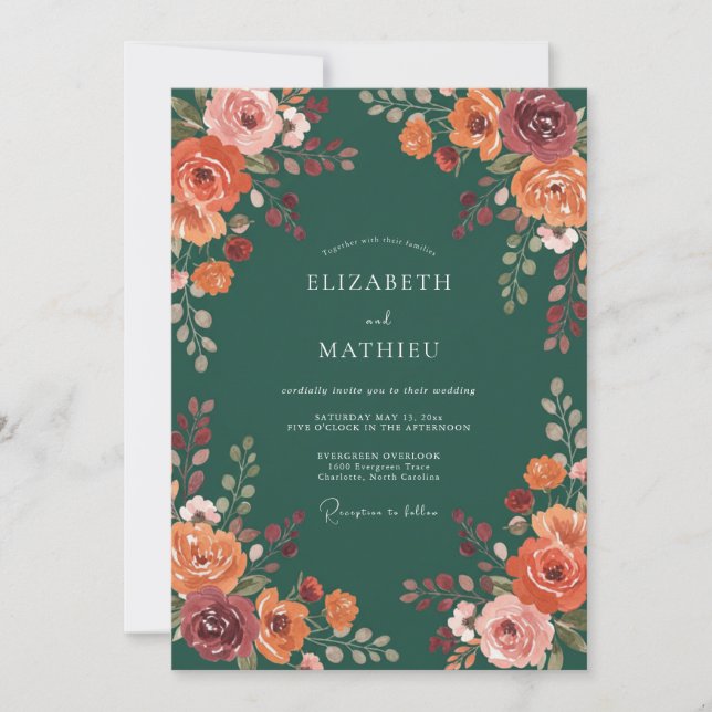 Invitación Boda de rica cosecha verde bosque (Anverso)
