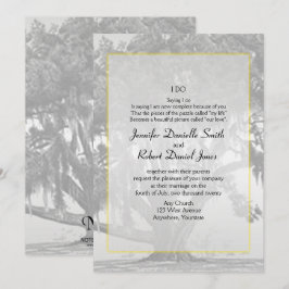 Invitación Boda de roble amarillo de plata gris oscuro