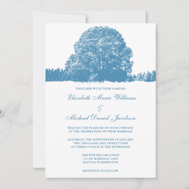 Invitación Boda de roble de invierno (Anverso)