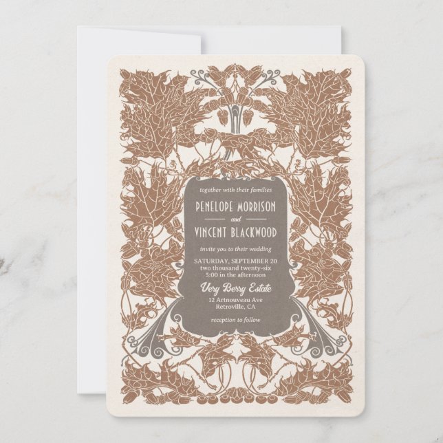 Invitación Boda de roble majestuoso Art Nouveau (Anverso)