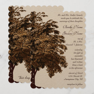 Invitación Boda de roble marrón romántico